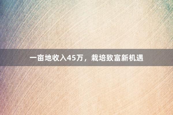 一亩地收入45万，栽培致富新机遇